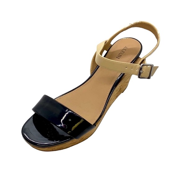 Alfani Black Strap Cork Wedge Heel - Picture 8 of 9